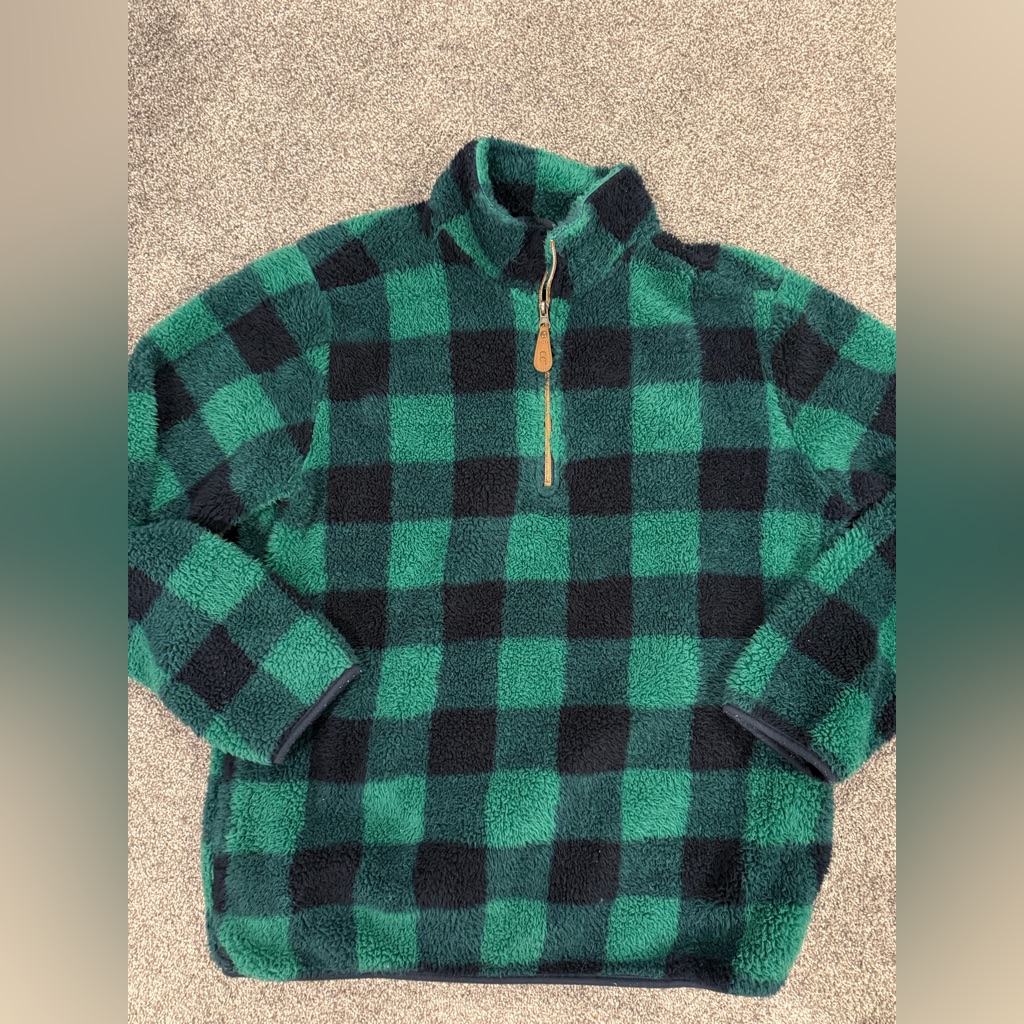 Girlie Girl Originals C.C Sherpa Half Zip Pullover Buffalo Plaid Size Medium
